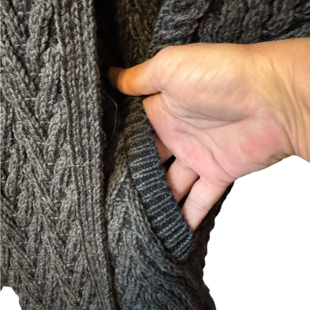Aran Crafts Merino Wool Open Front Cardigan with Pockets NWOT Medium - Picture 2 of 5